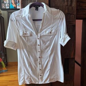 White House Black Market White Button Down Shirt